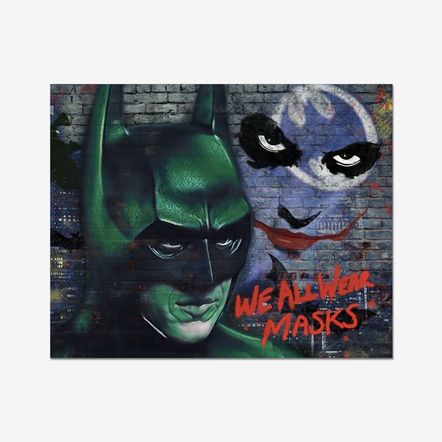 Graffiti Art Picture 'We all wear masks', inspired Batman and The Joker.
