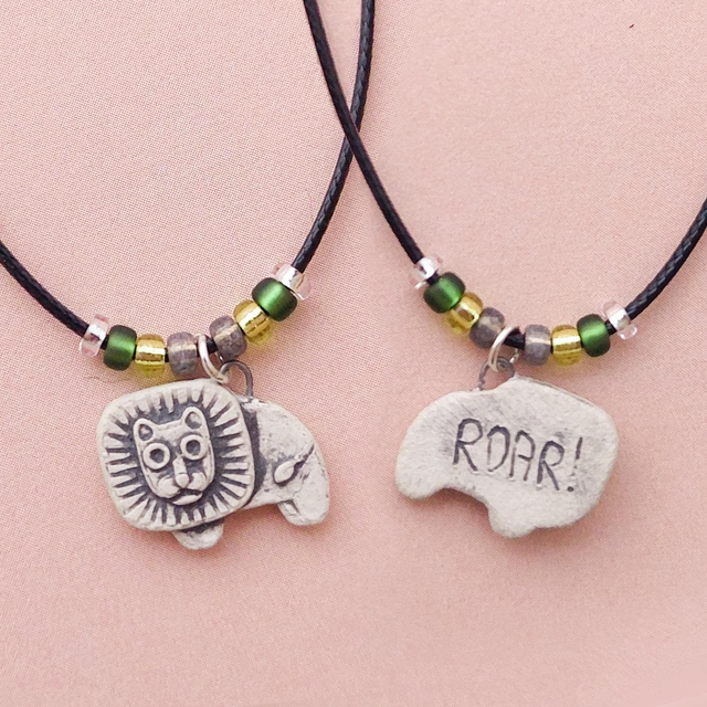 Lion necklace - handmade - funny lion pendant - Roar lion charm