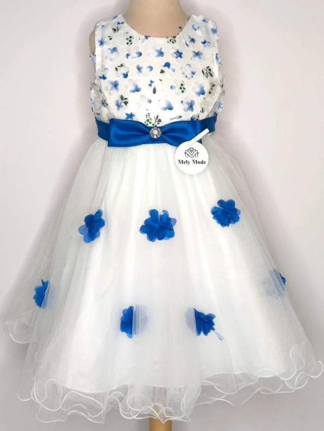 Robe de princesse à fleurs - Blanc &amp; Bleu
