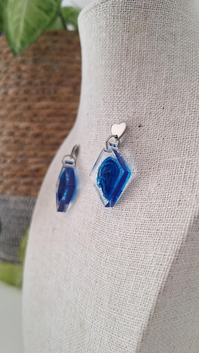 Boucles d'oreilles losanges bleus
