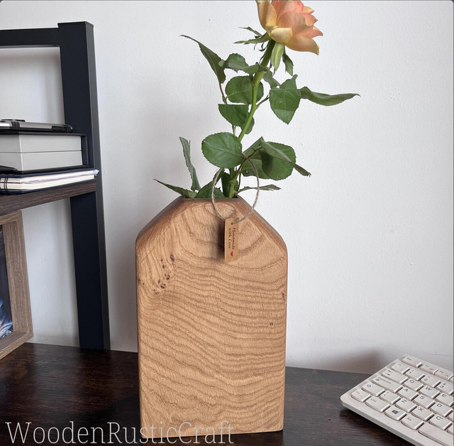 Handmade Solid English Oak Bud Vase
