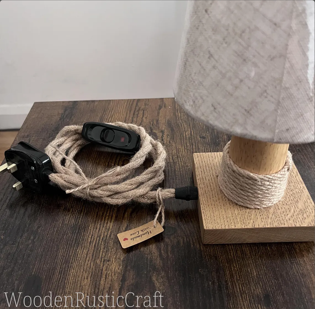 Bedroom Lamp with Rubberwood & Oak Base