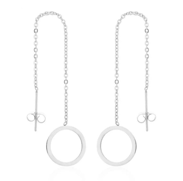 Threader Earrings - Circle Pendant