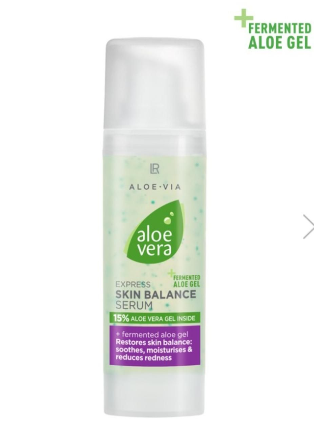 Sérum skin balance visage, 15% aloé Vera,  aloé Véra fermenté, extraits d'algues rouges, d'écorce de mandarine bio &amp; de fruit de cherimoya, 30ml