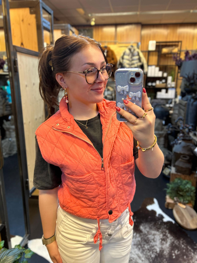 Bodywarmer met ruit oranje