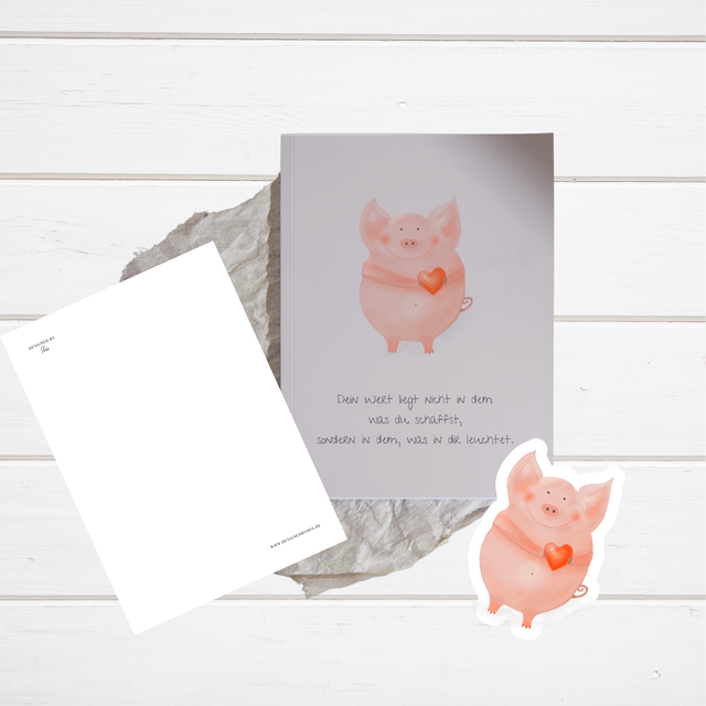 "Schweinchen mit großem Herz" - Geschenkset