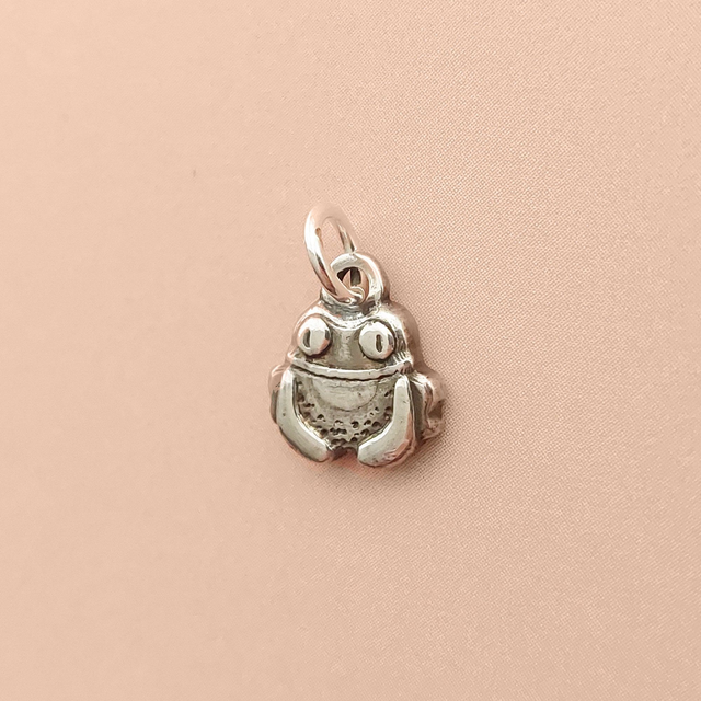 Handmade Silver Frog Necklace  - Sterling Silver Toad Charm
