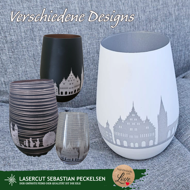 Windlicht mit PB Skyline (Glas)