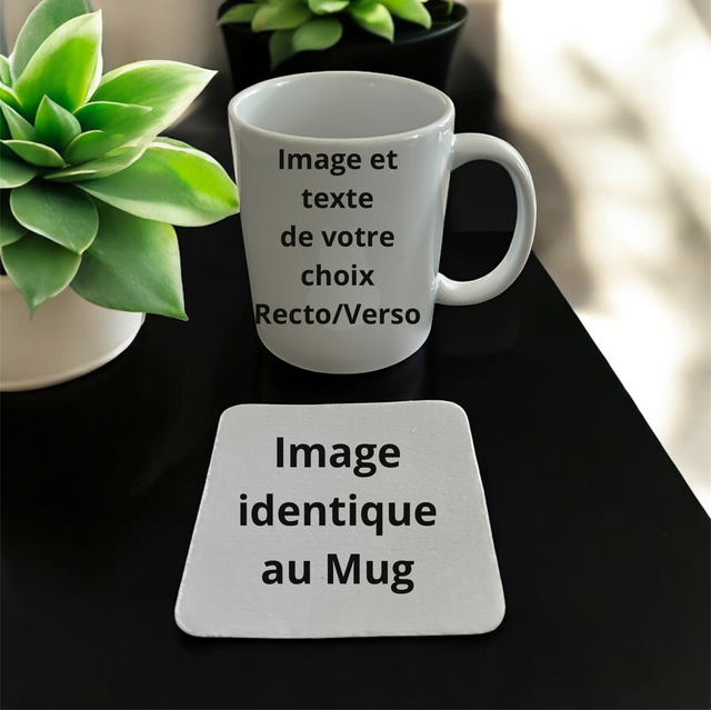 Coffret à personnaliser Mug + Dessous de tasse assorti