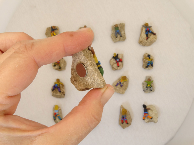 Miniature Climber Magnet on Natural Stone