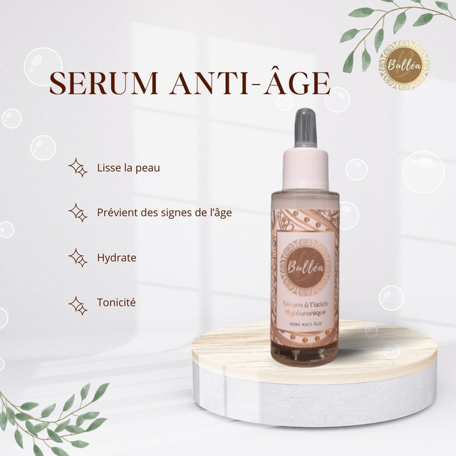 Sérum naturel visage à l’acide hyaluronique - Anti-âge et Hydratation - 30mL