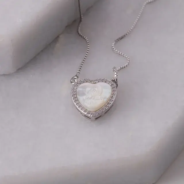 Colar Sagrado Coração De Jesus 45cm+5cm - Ródio