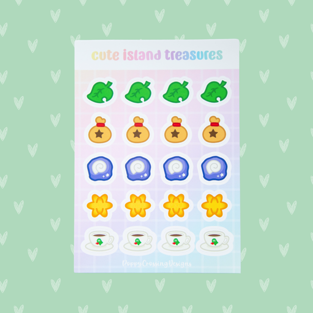 Cute Island Treasures sticker sheet