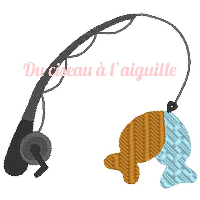 fichier broderie canne à pêche en cadre 10x10 / 12 Formats