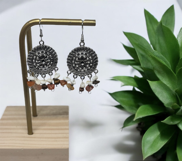 Boucles d'oreilles bohème avec pierre naturelle