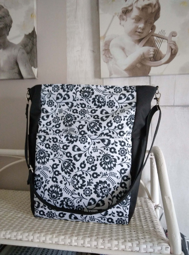 Sac Wendy fleuri noir et blanc
