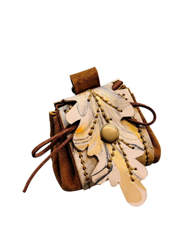 Bourse Amboisienne feuille - marron 