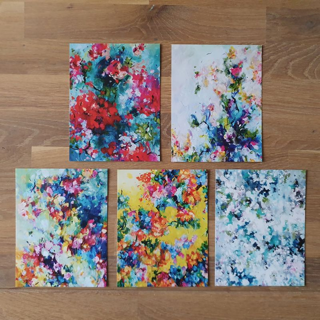 Kaartenset (mat) 5 stuks, incl. witte enveloppen (set b)