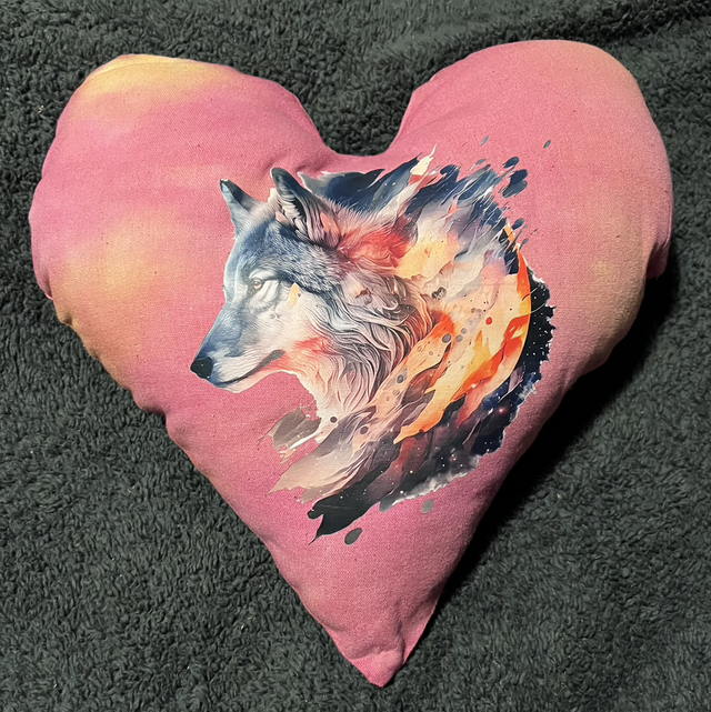 Hand tie dye cushion with wolf
