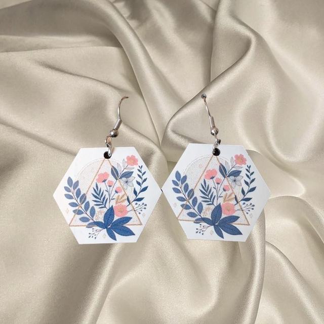 N° 97 Boucles d'oreilles octogonale fantaisie hypoallergénique 