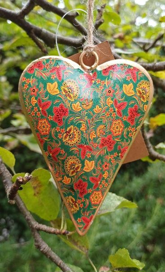 Teal Floral Heart Decoration