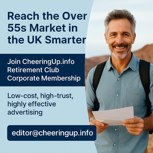 Reach the Over 55s Market in the UK Smarter with CheeringUp.info Retirement Club Corporate Membership for 12 months