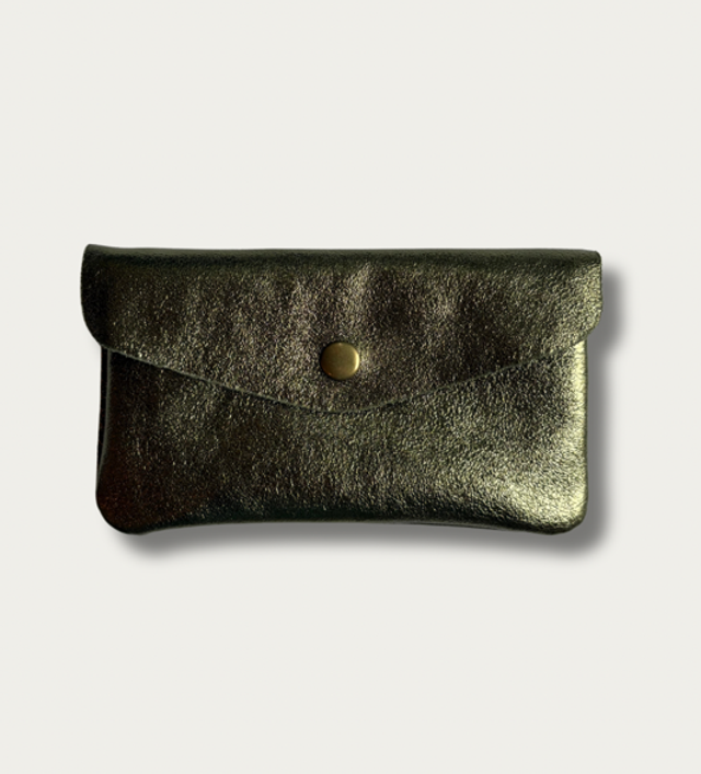 Large Italian Leather Coin Purse - Green