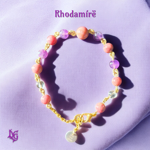 RHODAMÍRË - Bracelet (Améthyste, Rhodonite, Cristal de roche)