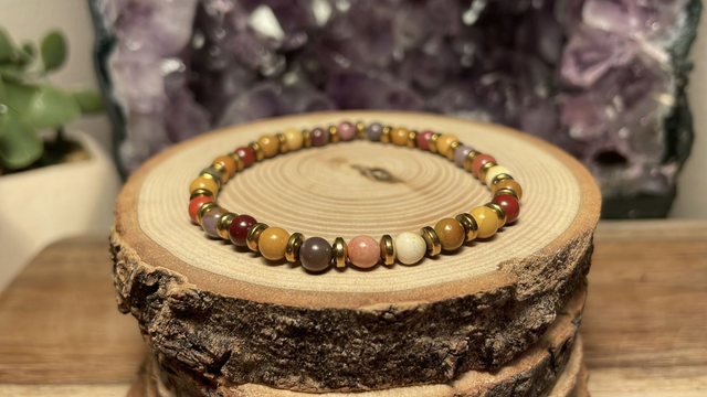 Bracelet JASPE MOOKAITE 4mm (Avec Hématites)