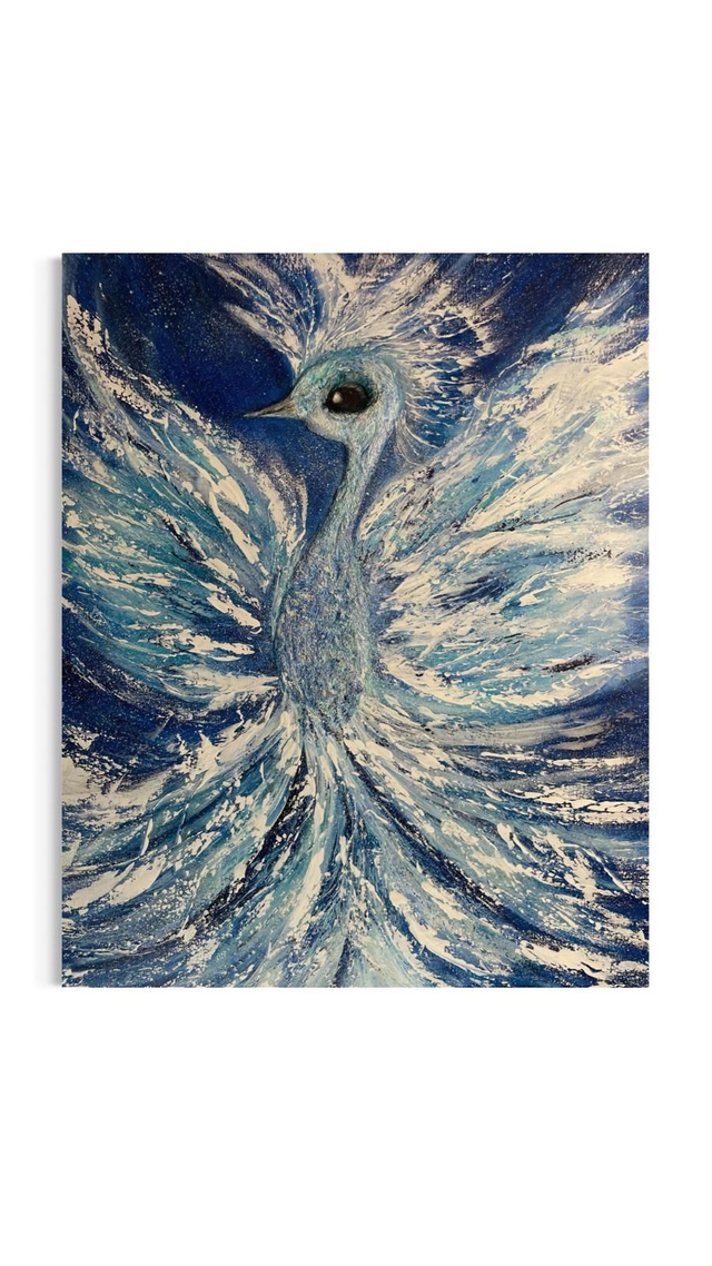 EISPHÖNIX- Die Geburt des Lichts I Symbolismus  I Original Struktur Unikat 100x80