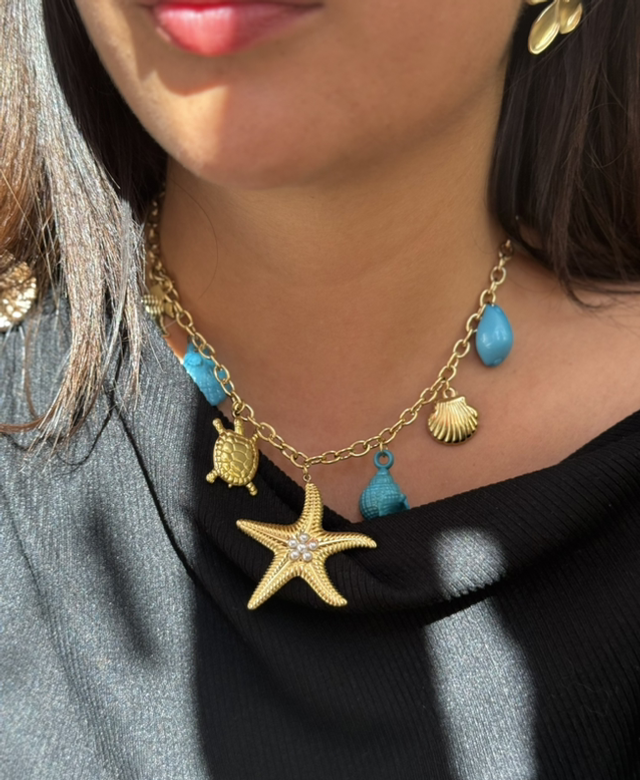 Collier breloques coquillage 