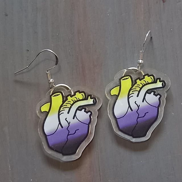 Non-Binary Realistic Heart Earring
