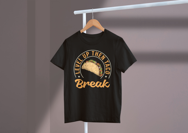 Level Up Then Taco Break Gaming Fun Taco Lover Break Time. Level aufsteigen, dann Taco-Pause-Spielspaß, Pausenzeit für Taco-Liebhaber