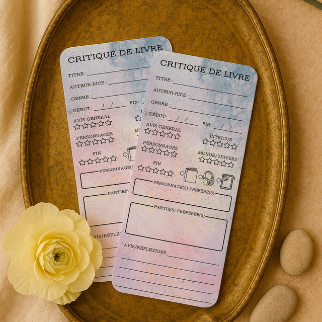 Marque page, critique de livre, 12 couleurs