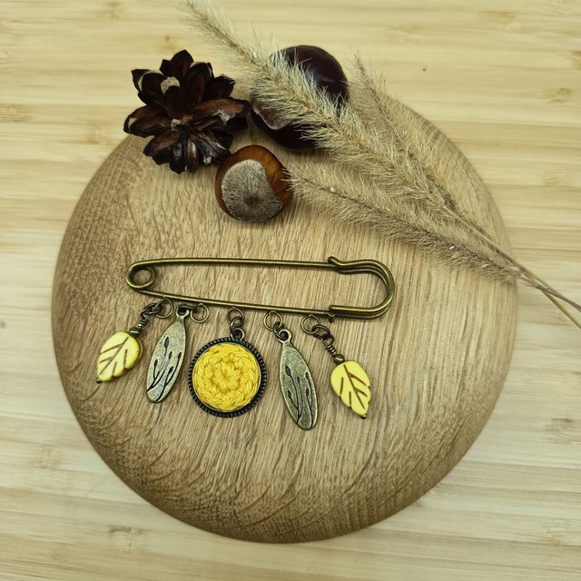 Broche jaune et bronze - Broche d&#039;automne