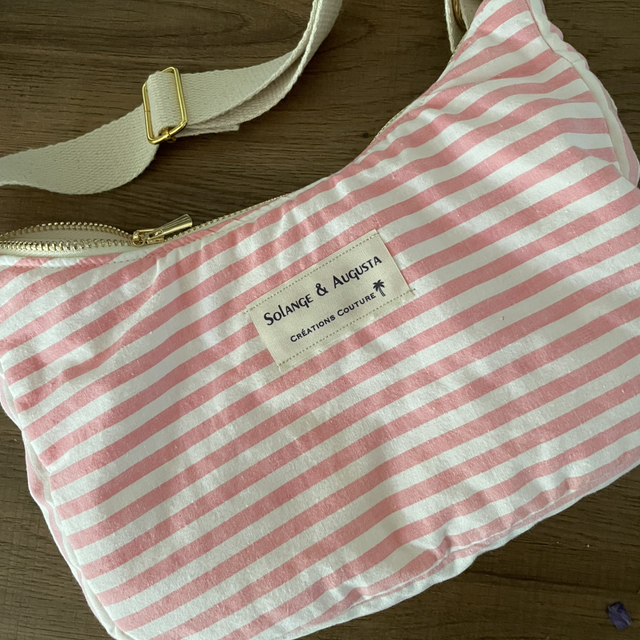 Sac baguette rayé rose