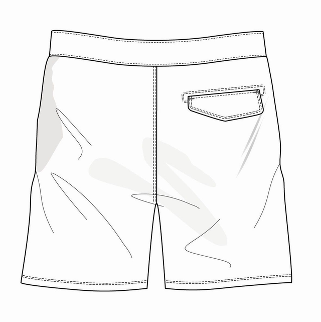 Herren Badeshorts auf Maß - Rückteil mit einer Tasche mit Klappe