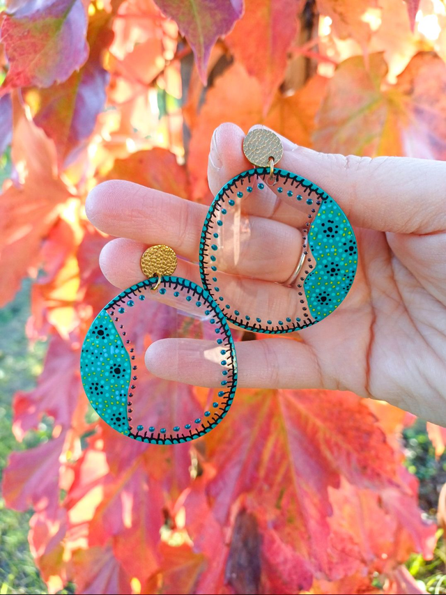 Collection Céleste - Boucles d'oreilles Verres de lunettes - Nuances de Bleu