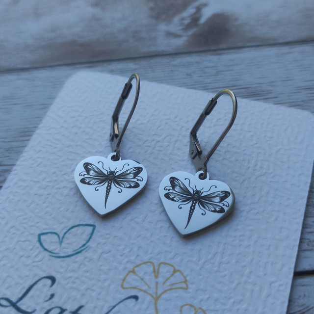 Boucles dormeuses Cœur Libellule 