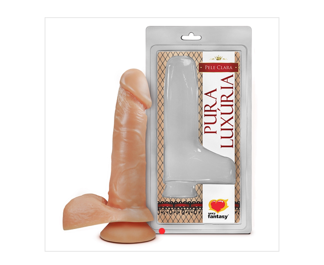 Pênis Realístico com Escroto e Ventosa - 16cm X 3,5cm Referência: PV008