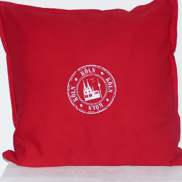 Kissenhülle rot „Köln Stempel“