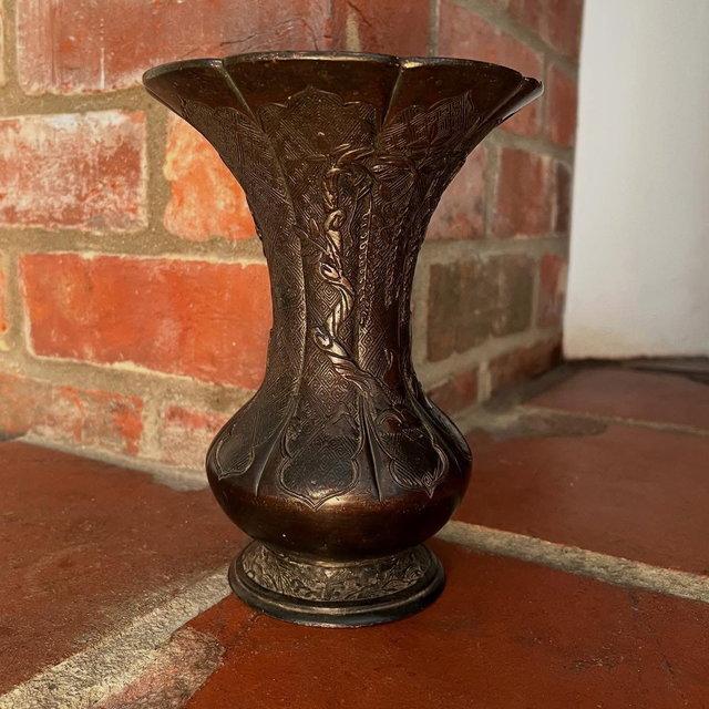 19th Century Victorian Oriental Japanese Bronze Vase, Decorative Baluster Urn 