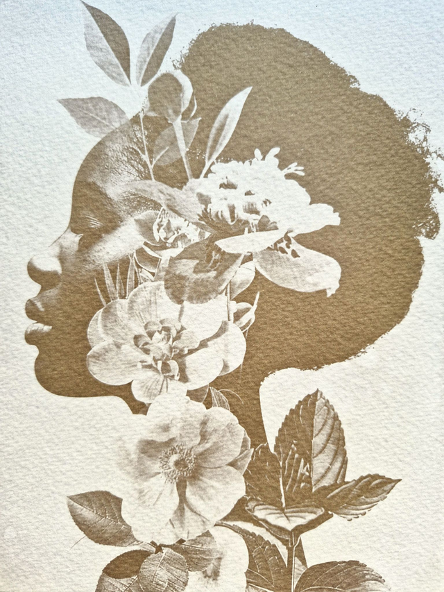 Cyanotype encadré Grand format - femme africaine