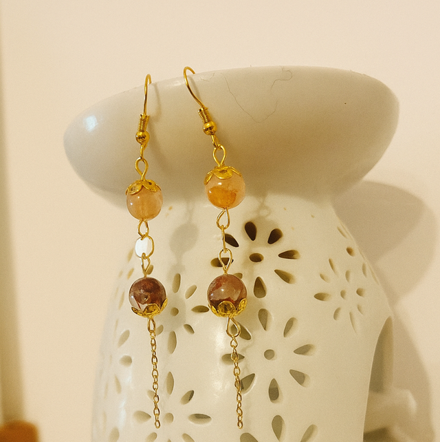 Boucles d’oreilles quartz hématoide rouge 