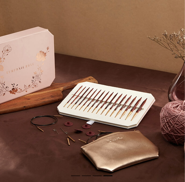 Gift Set: Symfonie: Knitting Pins: Circular: Interchangeable: Rose: Deluxe Set