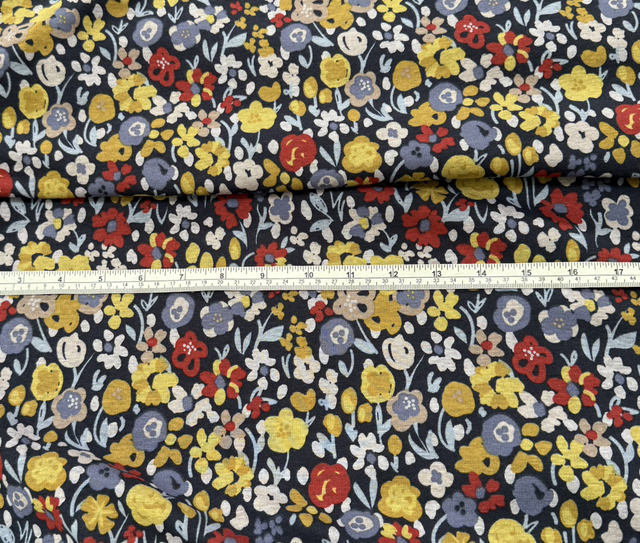 Navy &amp; Mustard Floral Alpine Fleece