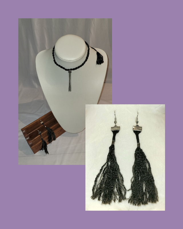 Silver & Black Tasseled Set