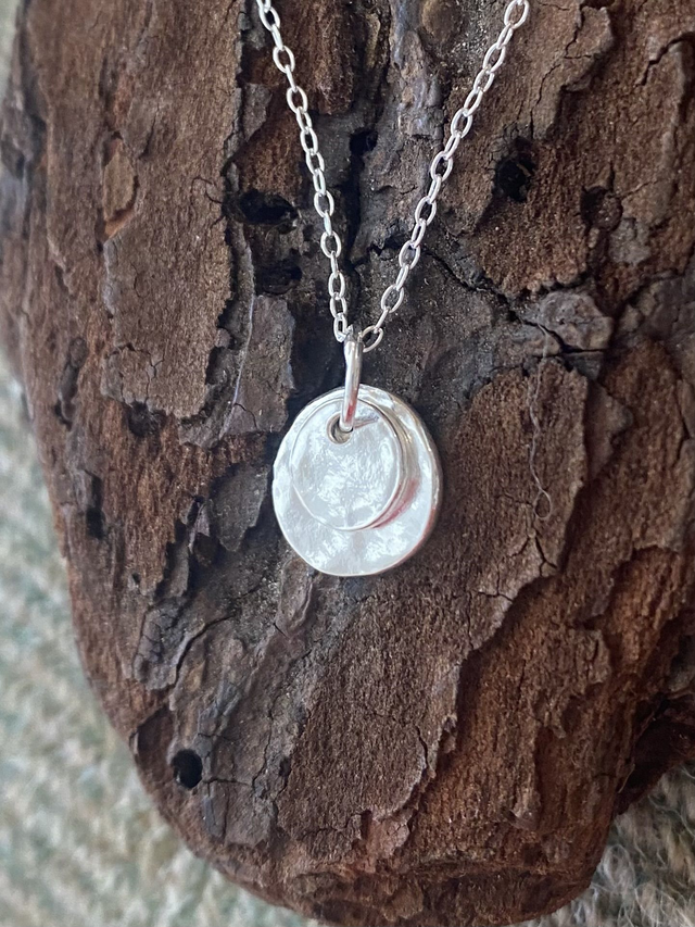 Fine Silver Twin Disc Pendant Small