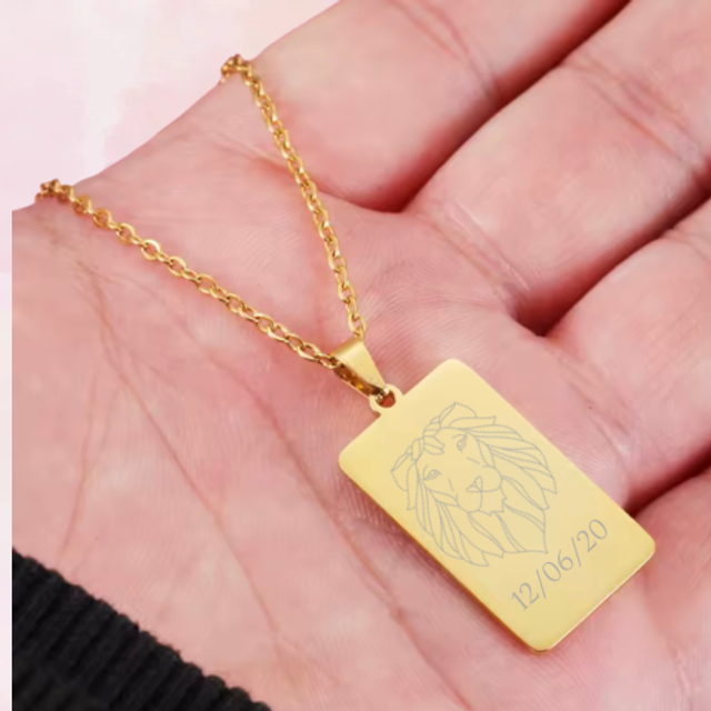 Collier Rectangulaire Or à Graver