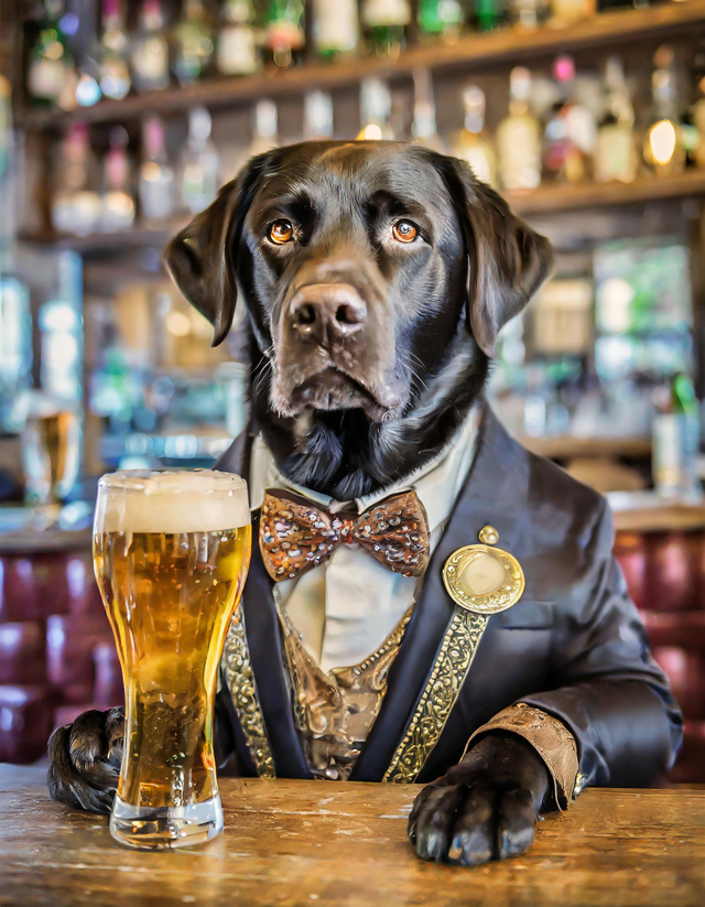 Labrador at the Bar Framed Canvas
